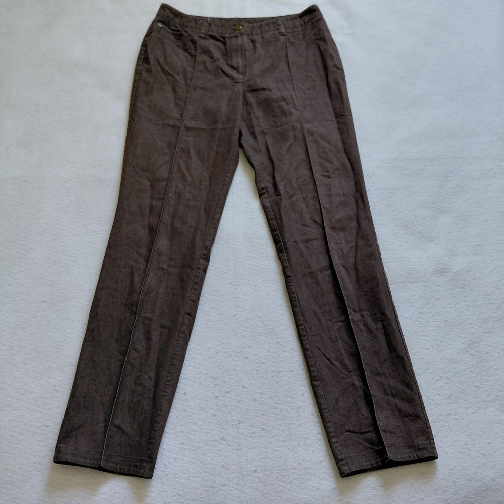 New Directions Womens Pants Size 6 Brown Seamed Front Stretch Straight Leg Work